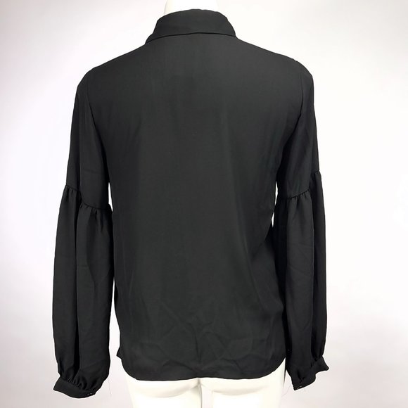 Free Generation Los Angeles Women's Balloon Sleeve Semi-Sheer Button Fro… - Picture 3 of 7